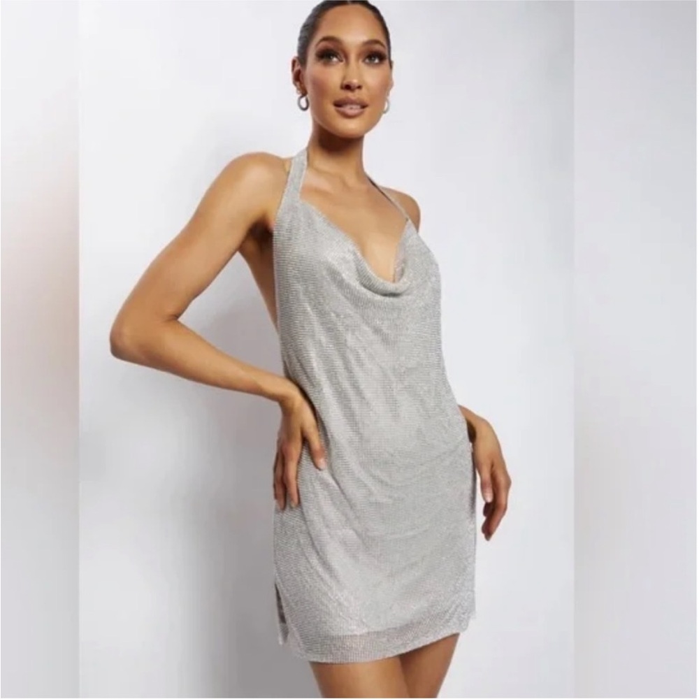 Meshki Diamanté Halter Dress